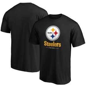 Pittsburgh Steelers Black Team Lockup Logo T-Shirt