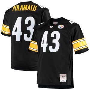 Mitchell & Ness Troy Polamalu Pittsburgh Steelers Black Big & Tall 2005 Retired Player Replica Jersey