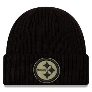 New Era Pittsburgh Steelers Black 2020 Salute to Service Cuffed Knit Hat
