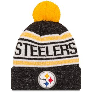 New Era Pittsburgh Steelers Black Toasty Cover Cuffed Knit Hat with Pom