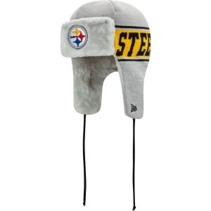 New Era Pittsburgh Steelers Gray Stripe Trapper Knit Hat