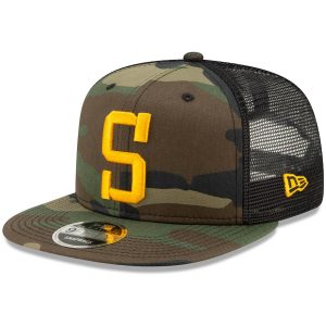 New Era Pittsburgh Steelers Woodland Alternate Logo Trucker 9FIFTY Adjustable Snapback Hat