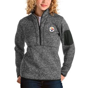 Pittsburgh Steelers Antigua Women’s Fortune Half-Zip Pullover Jacket – Charcoal