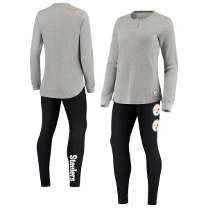 Pittsburgh Steelers Women’s Thermal Long Sleeve Shirt and Leggings Pajamas Set