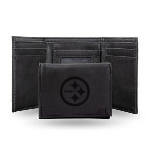 Sparo Pittsburgh Steelers Black Personalized Trifold Wallet